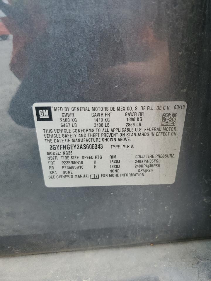 3GYFNGEY2AS606343 2010 Cadillac Srx