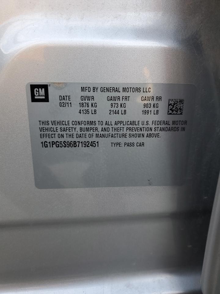 1G1PG5S96B7192451 2011 Chevrolet Cruze Lt