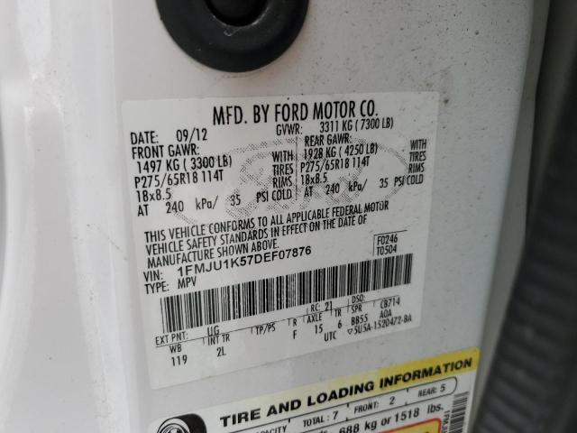 2013 Ford Expedition Limited VIN: 1FMJU1K57DEF07876 Lot: 51240004