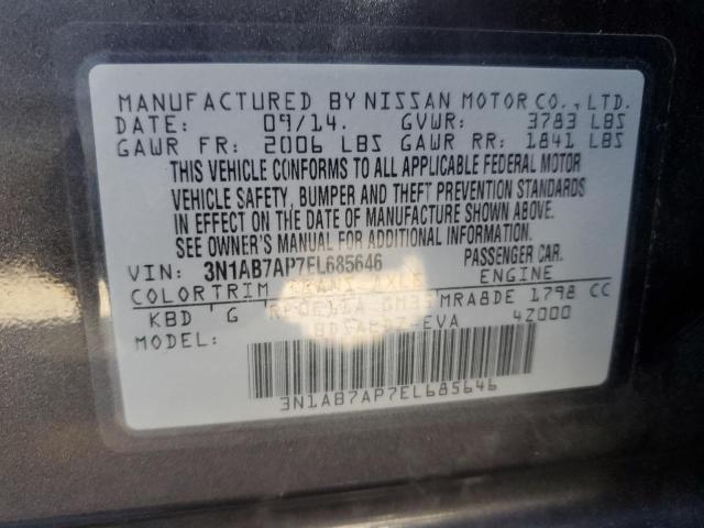 2014 Nissan Sentra S VIN: 3N1AB7AP7EL685646 Lot: 49547234