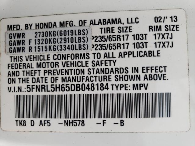 2013 Honda Odyssey Exl VIN: 5FNRL5H65DB048184 Lot: 50241164