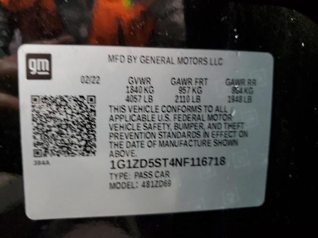 2022 Chevrolet Malibu Lt VIN: 1G1ZD5ST4NF116718 Lot: 49614564