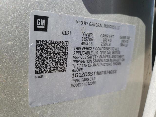 2021 Chevrolet Malibu Lt VIN: 1G1ZD5ST4MF074033 Lot: 39233031