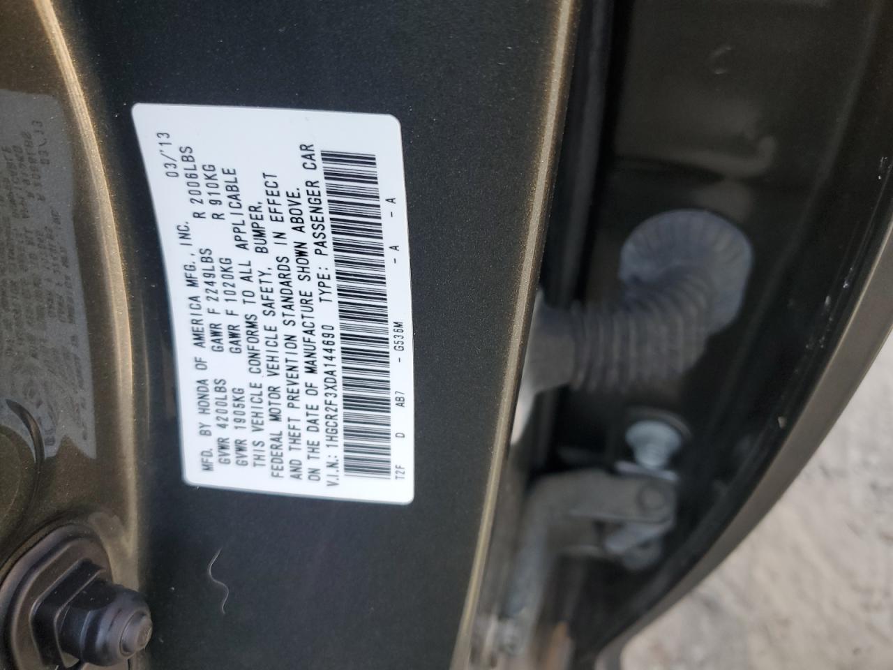 1HGCR2F3XDA144690 2013 Honda Accord Lx