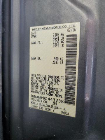 2016 Nissan Maxima 3.5S VIN: 1N4AA6AP1GC443238 Lot: 50924334