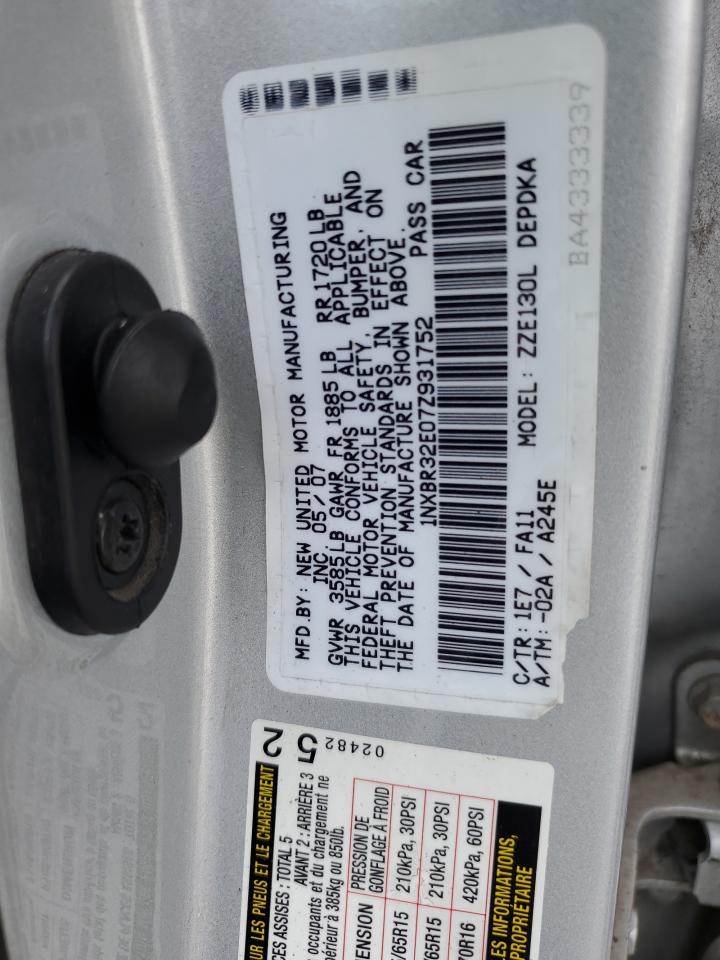 1NXBR32E07Z931752 2007 Toyota Corolla Ce