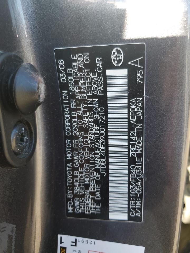 JTDBL40E39J017210 2009 Toyota Corolla Base