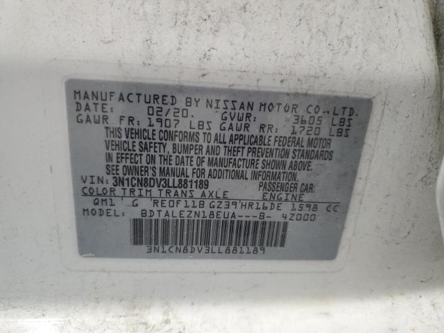 3N1CN8DV3LL881189 | 2020 Nissan versa s