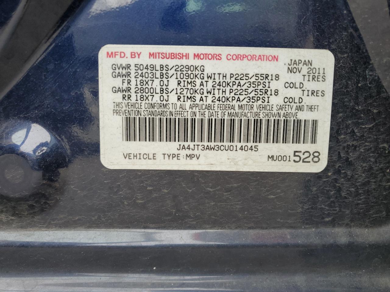 JA4JT3AW3CU014045 2012 Mitsubishi Outlander Se