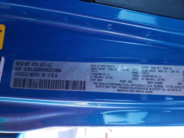 2022 Jeep Wrangler Unlimited Sport VIN: 1C4HJXDN8NW273464 Lot: 50335744