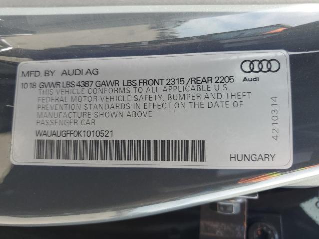 2019 Audi A3 Premium VIN: WAUAUGFF0K1010521 Lot: 51629804