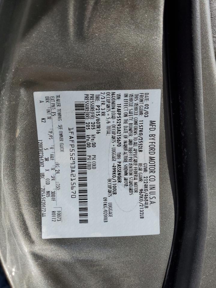 1FAFP55293A215670 2003 Ford Taurus Ses