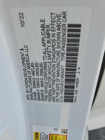 VIN 1HGCV3F21NA042477 2022 Honda Accord, Hybrid Sport no.12