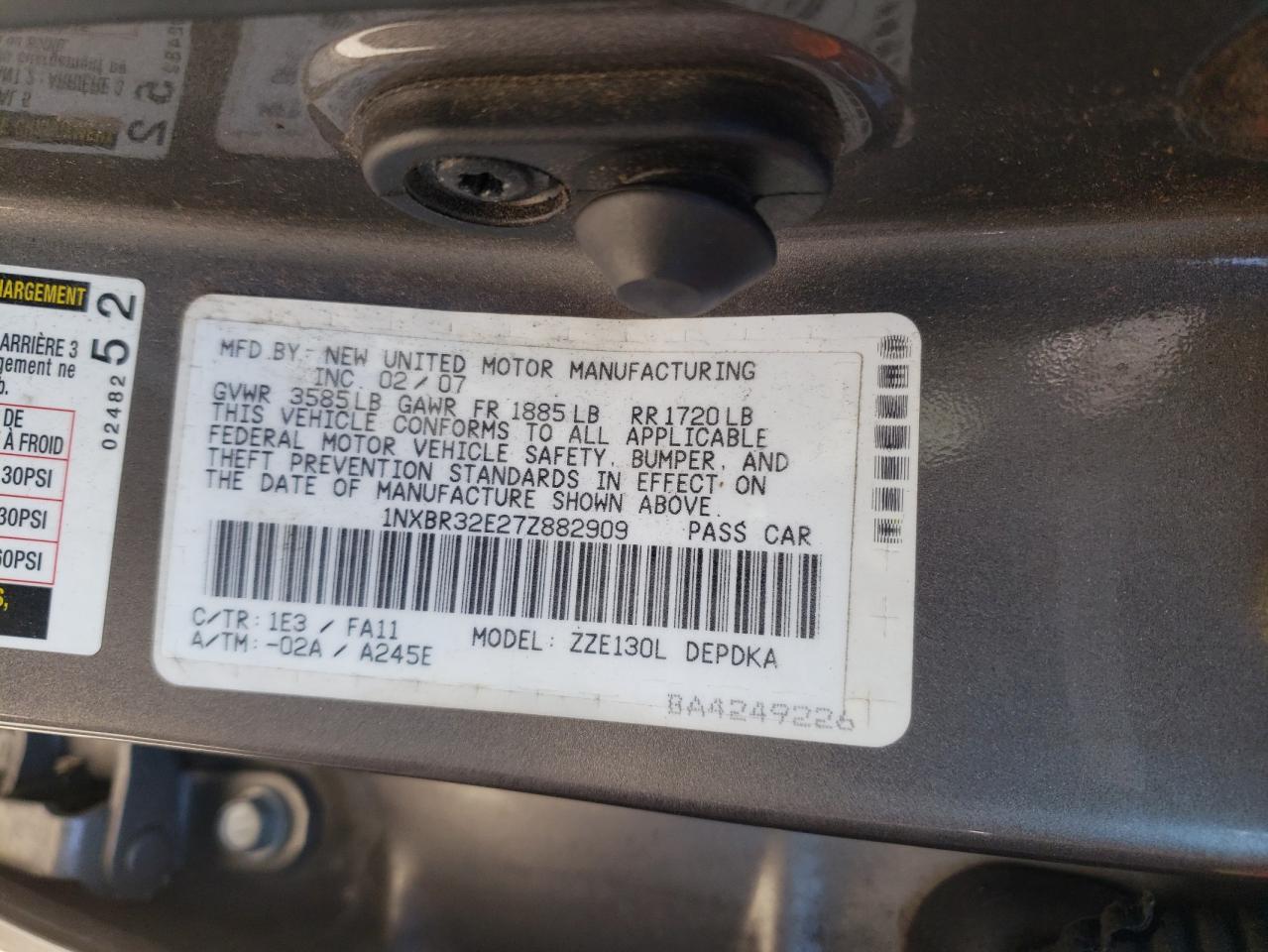 1NXBR32E27Z882909 2007 Toyota Corolla Ce