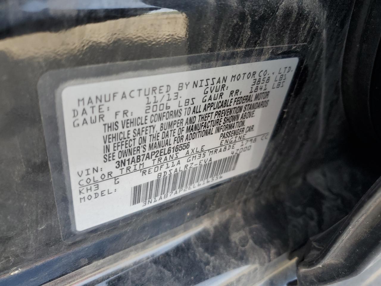3N1AB7AP2EL616556 2014 Nissan Sentra S