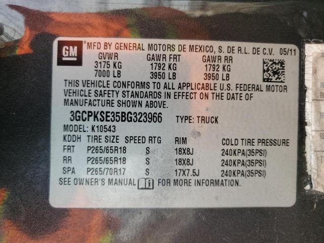 2011 Chevrolet Silverado K1500 Lt VIN: 3GCPKSE35BG323966 Lot: 52861904