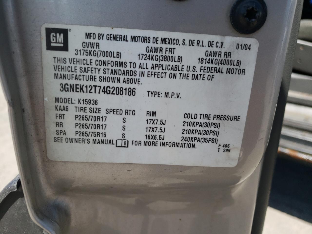 3GNEK12T74G208186 2004 Chevrolet Avalanche K1500 3GNEK12T74G208186 2004 Chevrolet Avalanche K1500