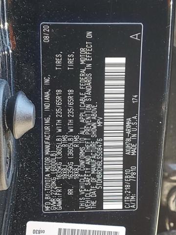 5TDHBRCH6LS508476 | 2020 Toyota highlander hybrid xle