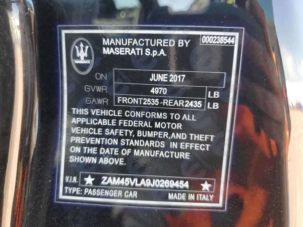 ZAM45VLA9J0269454 2018 Maserati Granturismo S