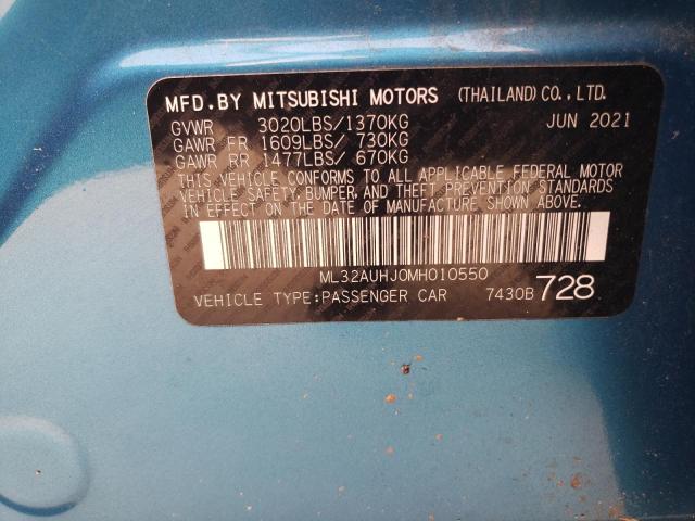 2021 Mitsubishi Mirage Es VIN: ML32AUHJ0MH010550 Lot: 51374794