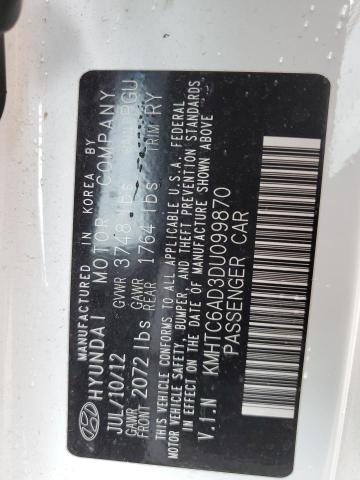 2013 Hyundai Veloster VIN: KMHTC6AD3DU099870 Lot: 50814724