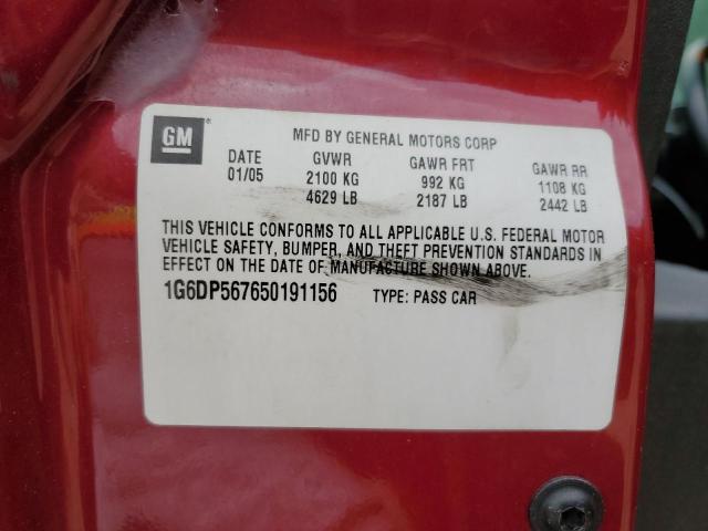 2005 Cadillac Cts Hi Feature V6 VIN: 1G6DP567650191156 Lot: 52219854