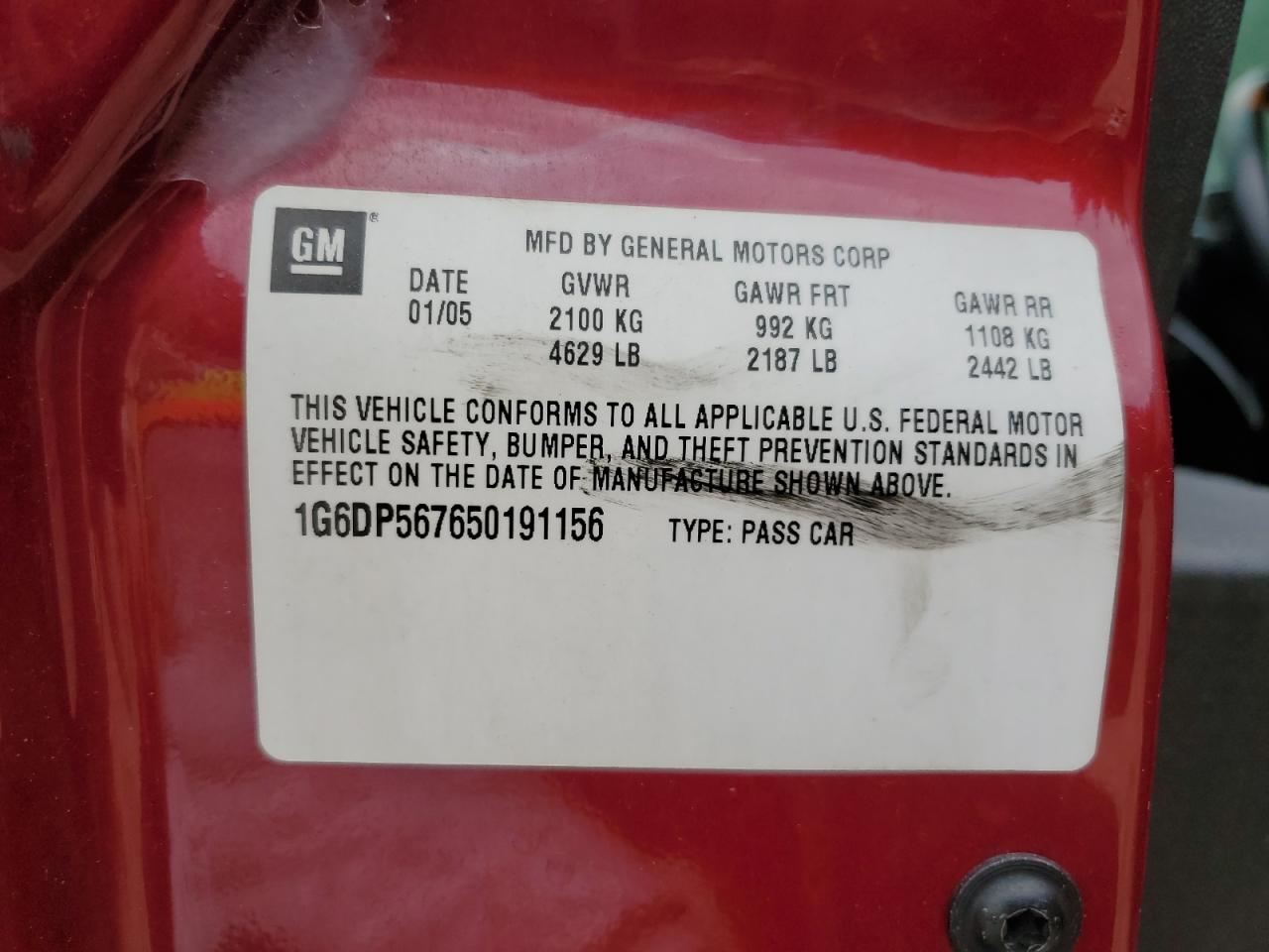 1G6DP567650191156 2005 Cadillac Cts Hi Feature V6