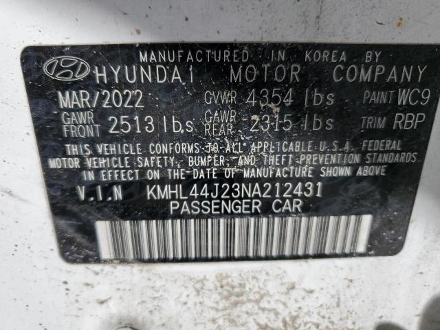 2022 Hyundai Sonata Sel Plus VIN: KMHL44J23NA212431 Lot: 52146654