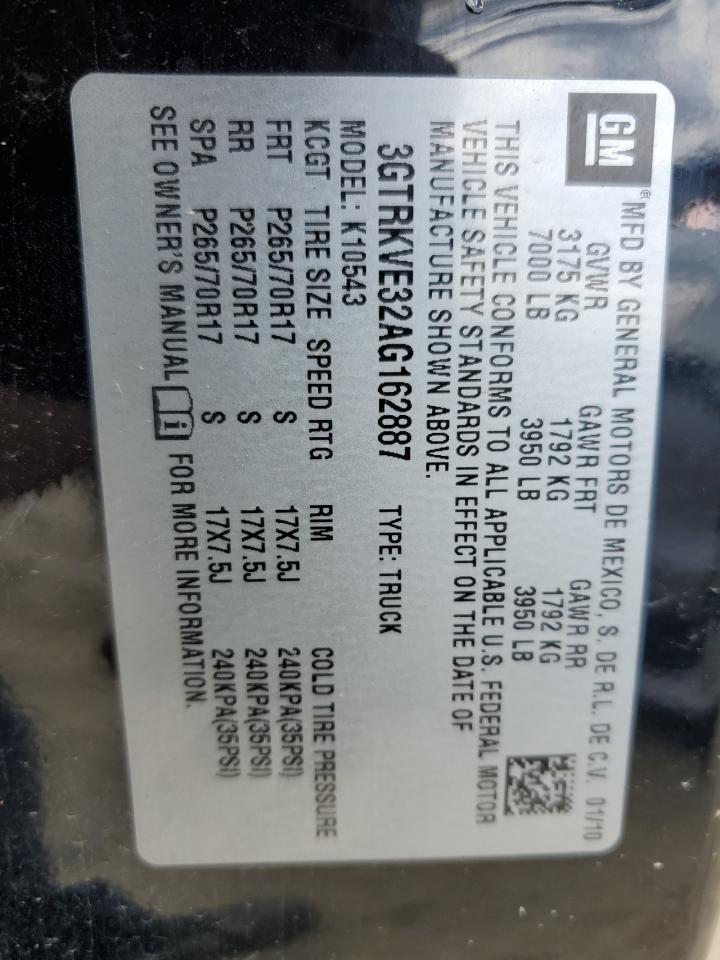 3GTRKVE32AG162887 2010 GMC Sierra K1500 Sle