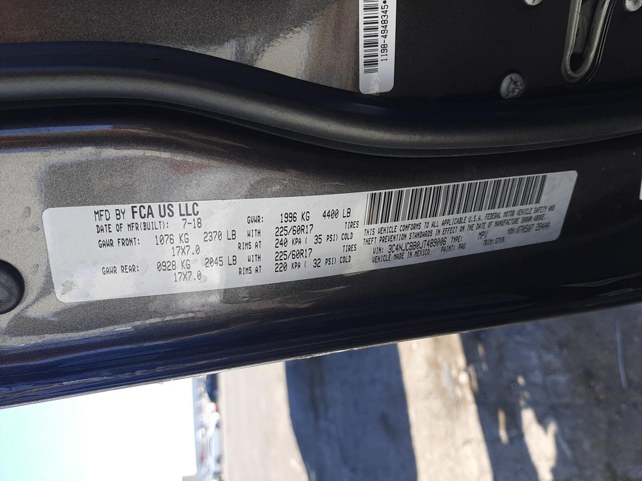 3C4NJCBB0JT489006 2018 Jeep Compass Latitude