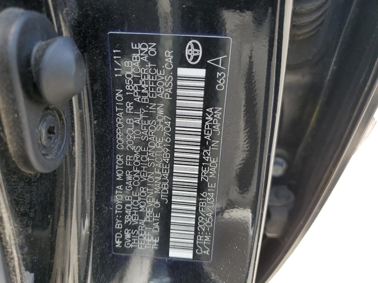 JTDBU4EE4B9167047 2011 Toyota Corolla Base