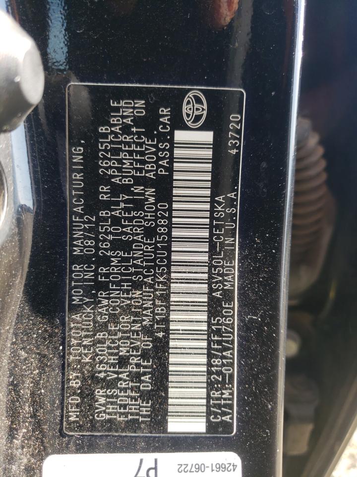 4T1BF1FK5CU158820 2012 Toyota Camry Base