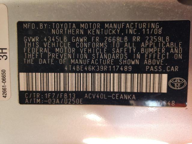 2009 Toyota Camry Base VIN: 4T4BE46K39R117489 Lot: 50832374