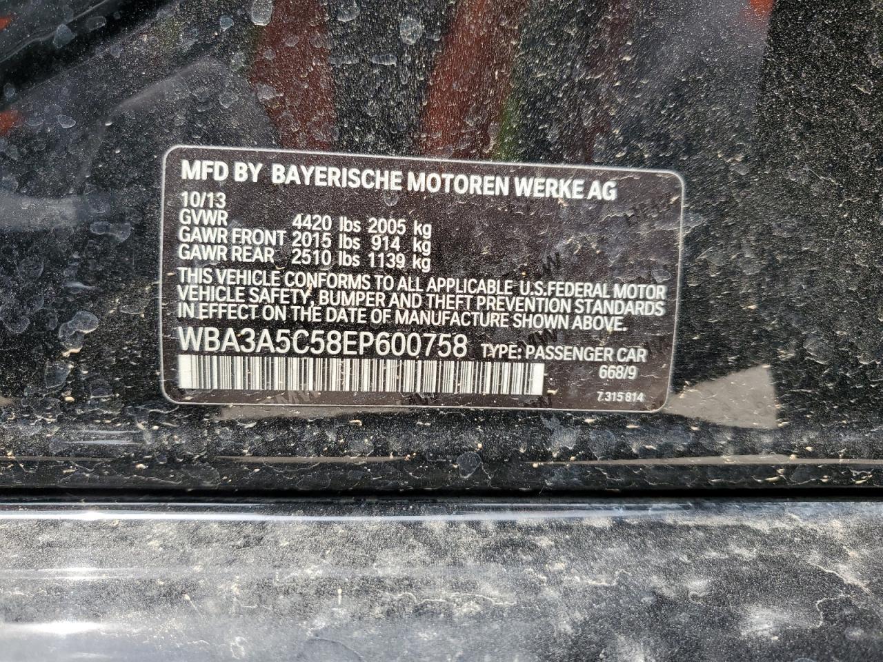 WBA3A5C58EP600758 2014 BMW 328 I