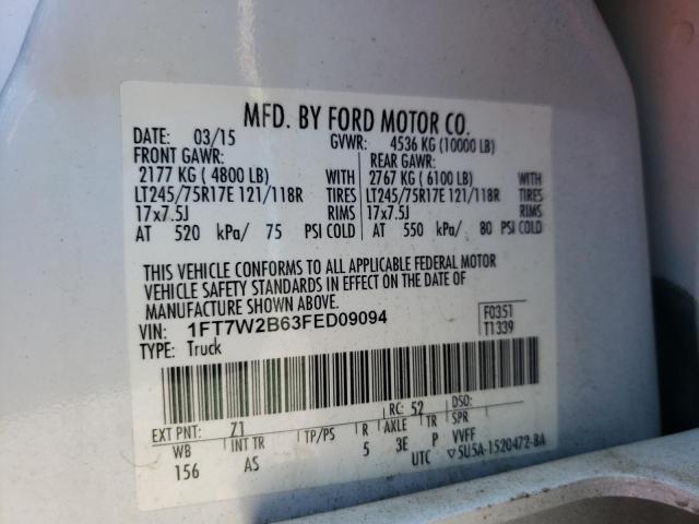 2015 Ford F250 Super Duty VIN: 1FT7W2B63FED09094 Lot: 52309894