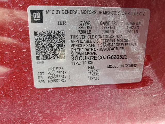 2018 Chevrolet Silverado K1500 Lt VIN: 3GCUKREC0JG626521 Lot: 50901324