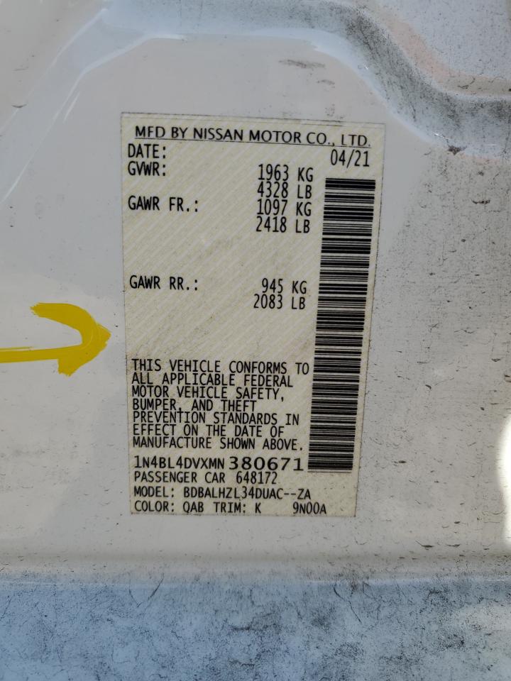 1N4BL4DVXMN380671 2021 Nissan Altima Sv