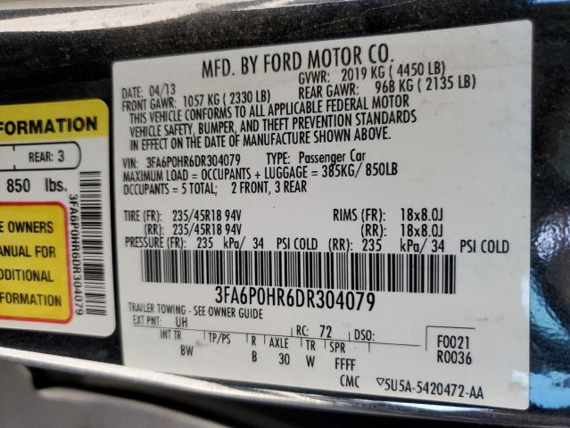 2013 Ford Fusion Se VIN: 3FA6P0HR6DR304079 Lot: 51479874