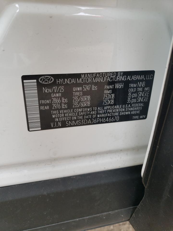 5NMS3DAJ6PH646670 2023 Hyundai Santa Fe Sel Premium