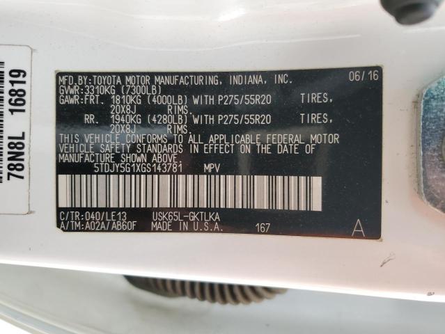 2016 TOYOTA SEQUOIA LI - 5TDJY5G1XGS143781