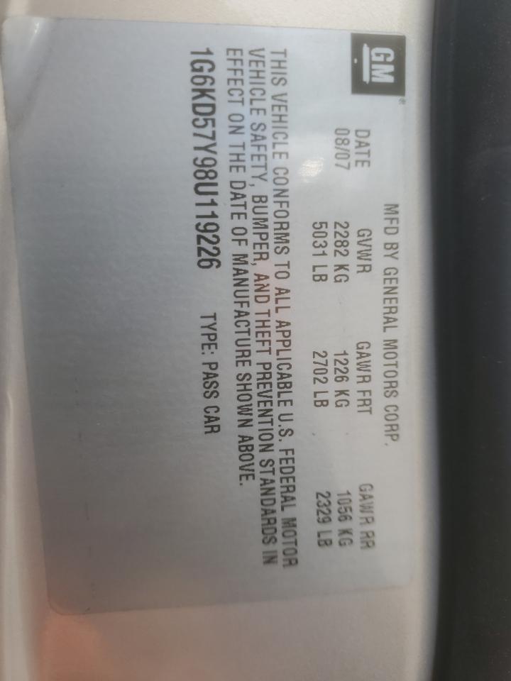 1g6kd57y98u119226 1G6KD57Y98U119226 2008 Cadillac Dts