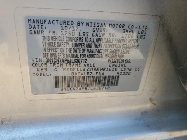 2018 NISSAN VERSA SEDA 3N1CN7AP5JL830712