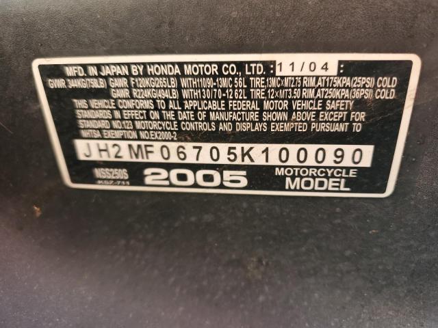 2005 HONDA NSS250 S JH2MF06705K100090