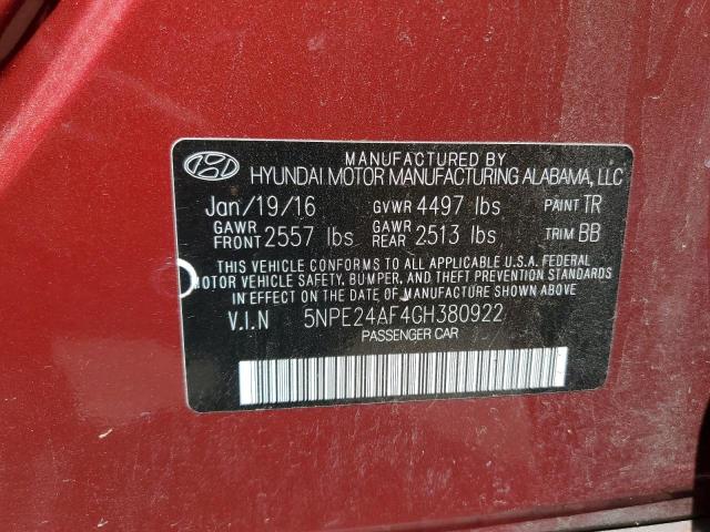 2016 Hyundai Sonata Se VIN: 5NPE24AF4GH380922 Lot: 50471224