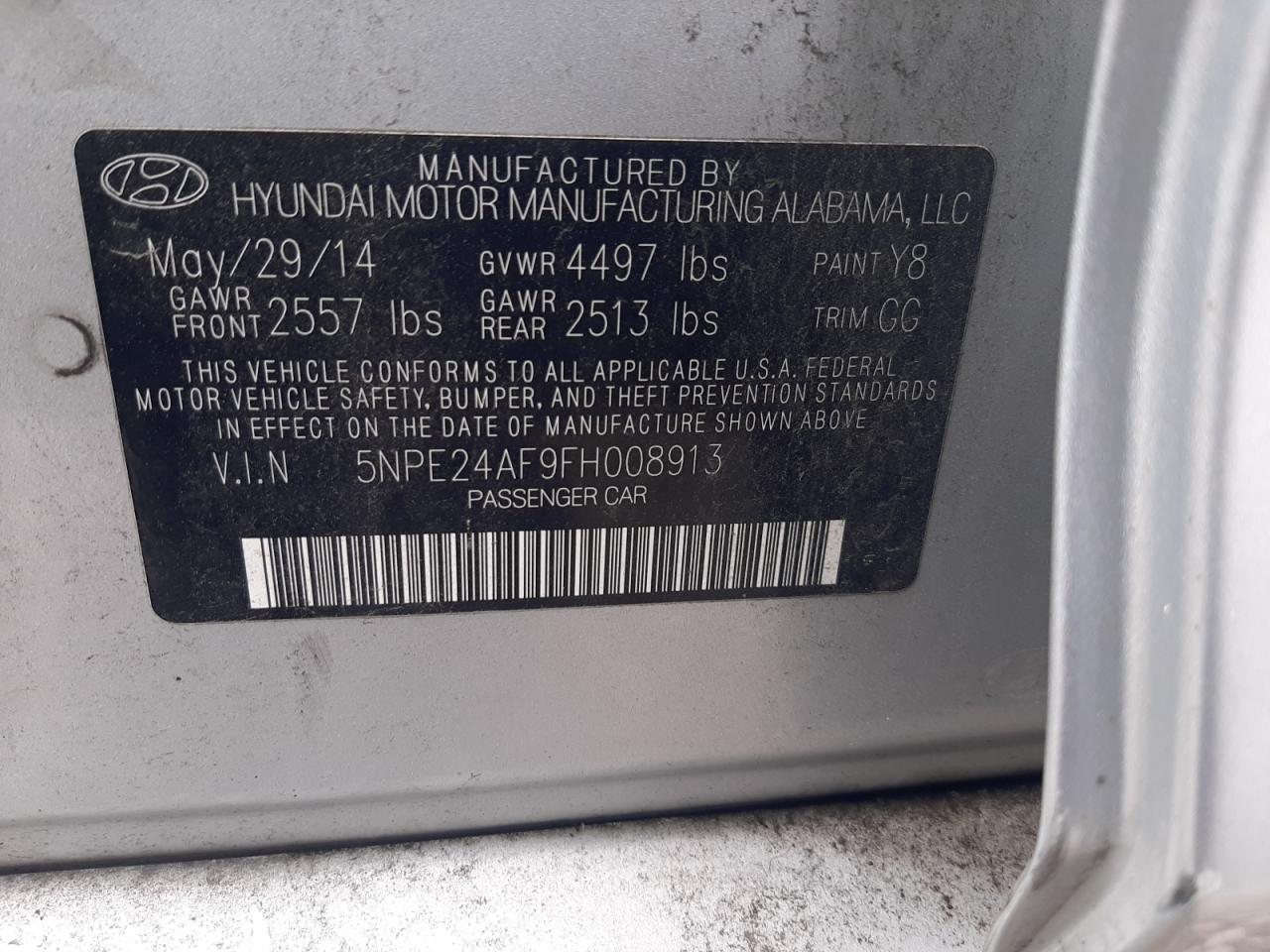 5NPE24AF9FH008913 2015 Hyundai Sonata Se