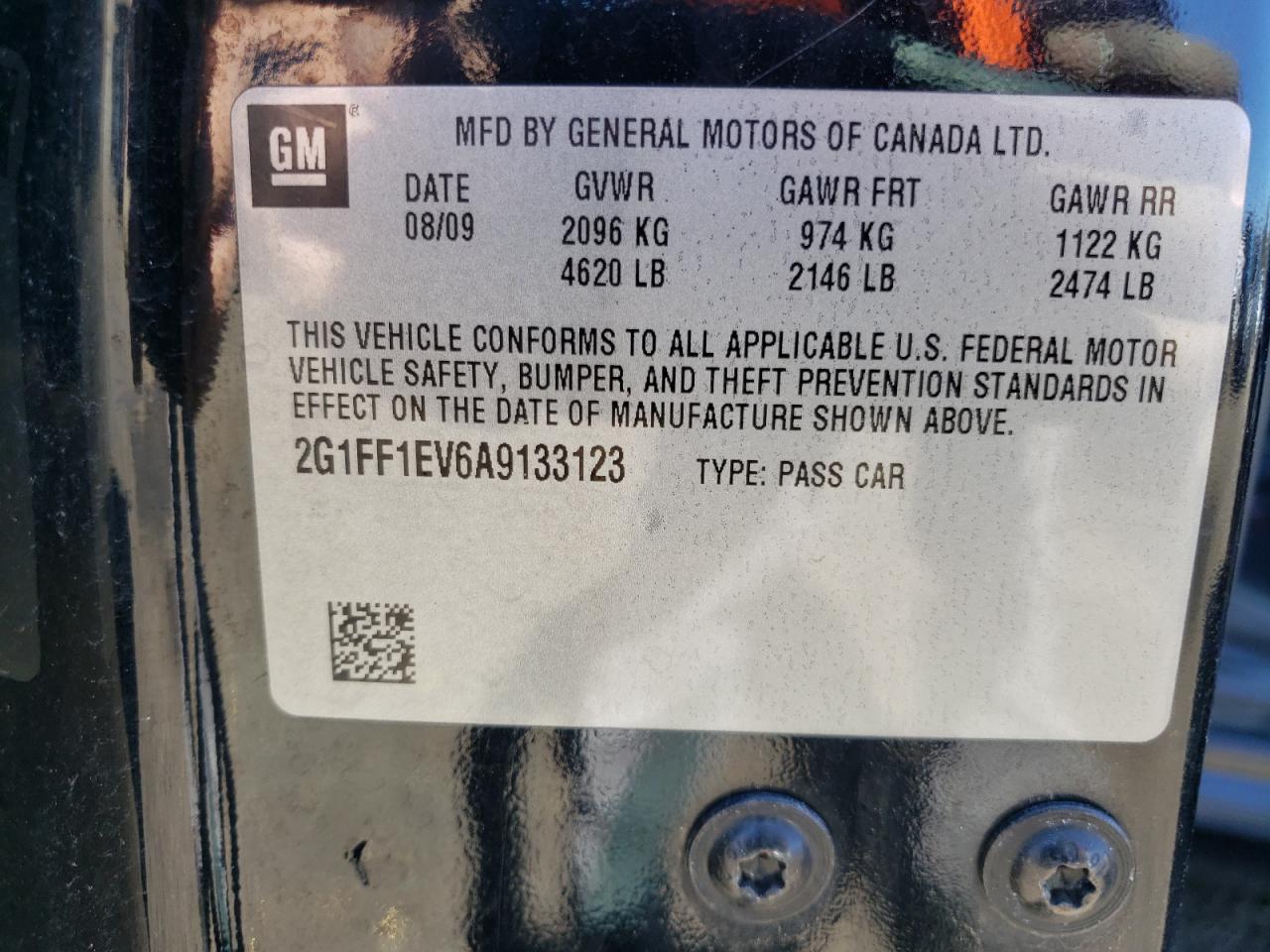 2G1FF1EV6A9133123 2010 Chevrolet Camaro Lt