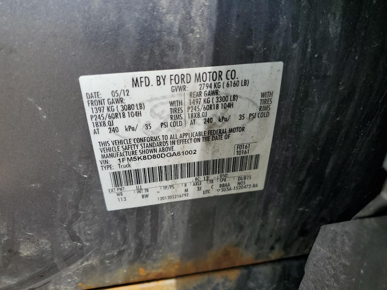 1FM5K8D80DGA61002 2013 Ford Explorer Xlt