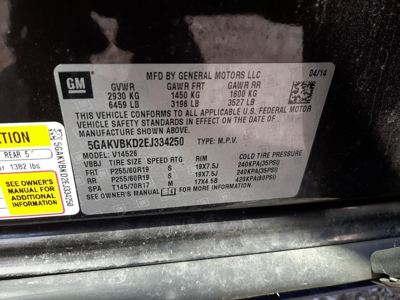 5GAKVBKD2EJ334250 2014 Buick Enclave