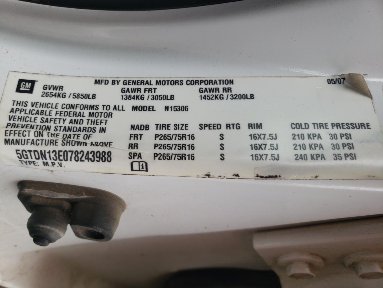 5GTDN13E078243988 2007 Hummer H3