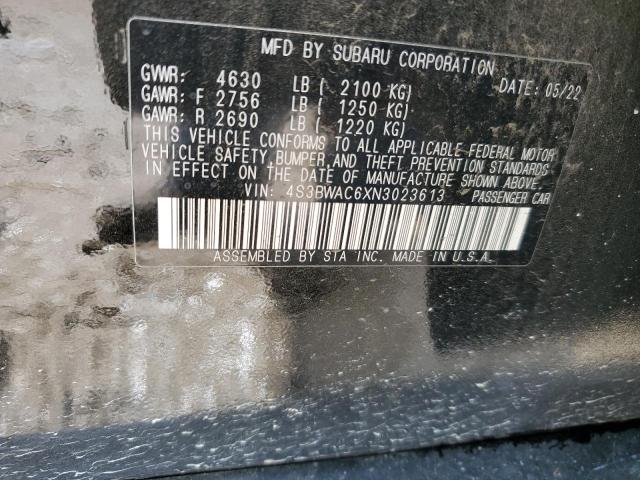 2022 Subaru Legacy Premium VIN: 4S3BWAC6XN3023613 Lot: 50305874